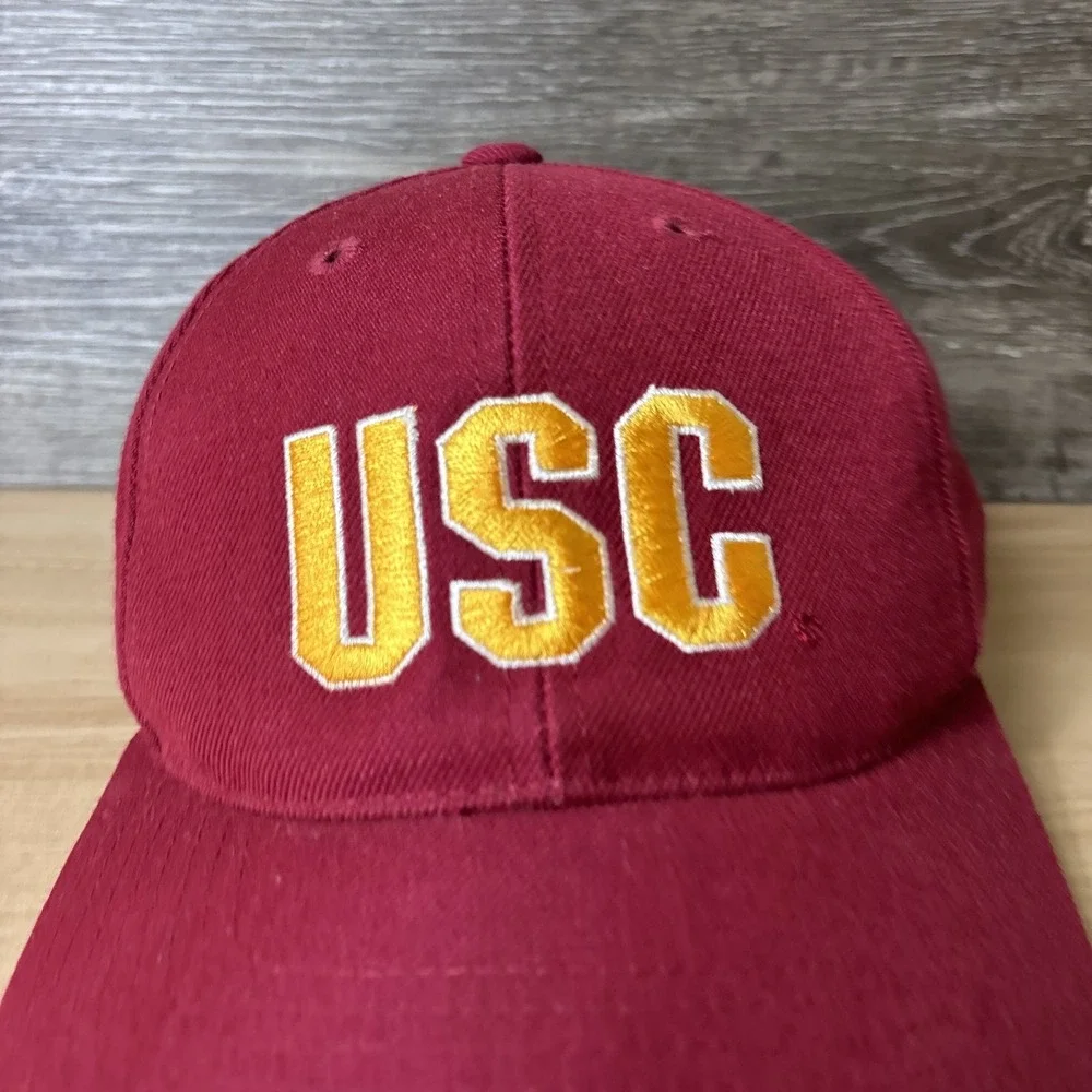 Vintage USC Trojans Hat Cap Snap Back Script NCAA Football American Needle